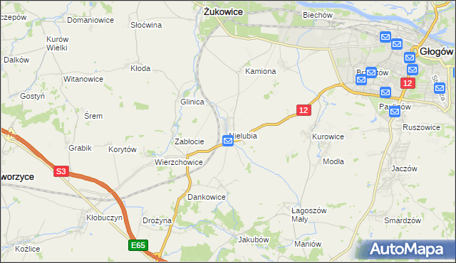 mapa Nielubia, Nielubia na mapie Targeo