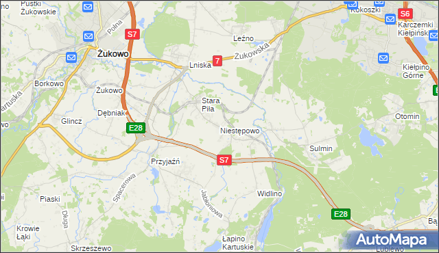 mapa Niestępowo, Niestępowo na mapie Targeo