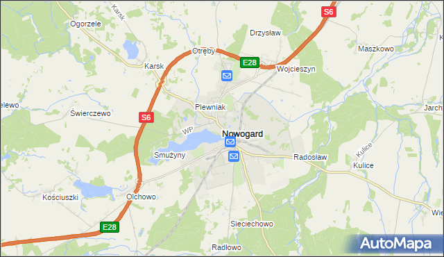 mapa Nowogard, Nowogard na mapie Targeo