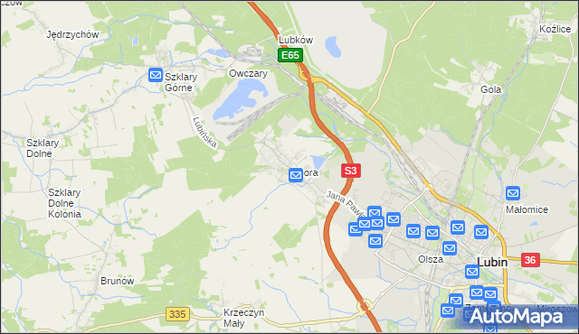 mapa Obora gmina Lubin, Obora gmina Lubin na mapie Targeo