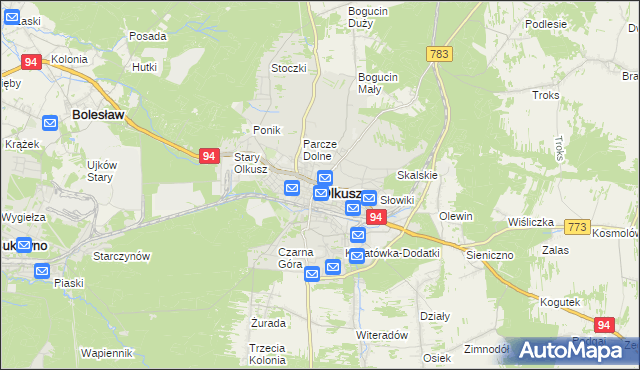 mapa Olkusz, Olkusz na mapie Targeo