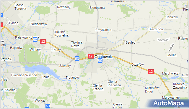 mapa Opatówek powiat kaliski, Opatówek powiat kaliski na mapie Targeo