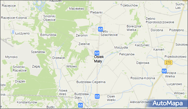 mapa Osiek Mały powiat kolski, Osiek Mały powiat kolski na mapie Targeo