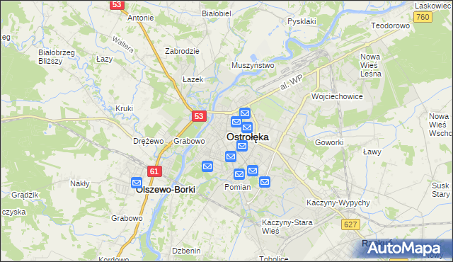 mapa Ostrołęka, Ostrołęka na mapie Targeo