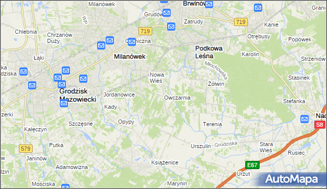 mapa Owczarnia gmina Brwinów, Owczarnia gmina Brwinów na mapie Targeo