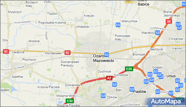mapa Ożarów Mazowiecki, Ożarów Mazowiecki na mapie Targeo