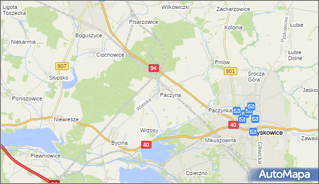 mapa Paczyna, Paczyna na mapie Targeo