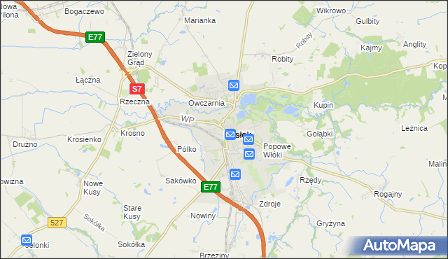 mapa Pasłęk, Pasłęk na mapie Targeo
