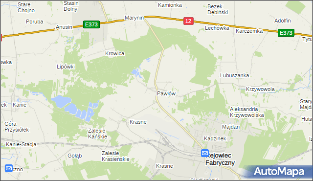 mapa Pawłów gmina Rejowiec Fabryczny, Pawłów gmina Rejowiec Fabryczny na mapie Targeo