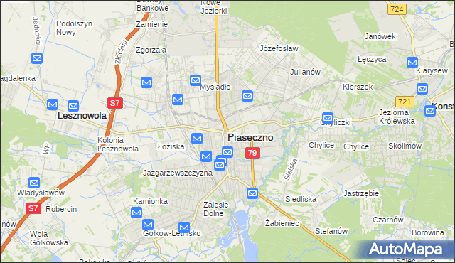 mapa Piaseczno, Piaseczno na mapie Targeo