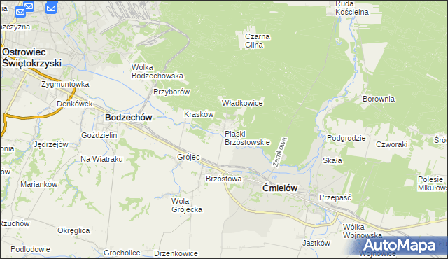 mapa Piaski Brzóstowskie, Piaski Brzóstowskie na mapie Targeo