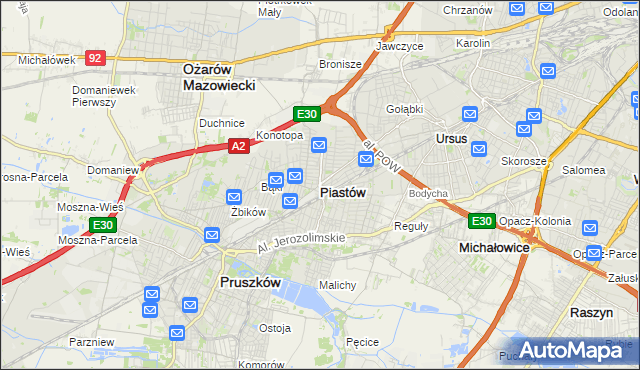mapa Piastów powiat pruszkowski, Piastów powiat pruszkowski na mapie Targeo