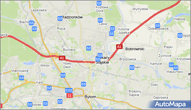 mapa Piekary Śląskie, Piekary Śląskie na mapie Targeo