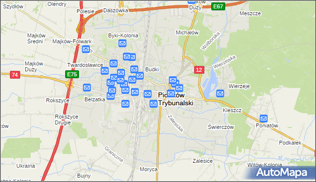 mapa Piotrków Trybunalski, Piotrków Trybunalski na mapie Targeo