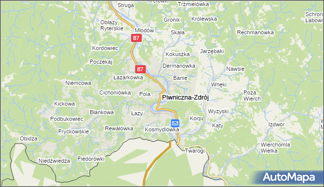 mapa Piwniczna-Zdrój, Piwniczna-Zdrój na mapie Targeo