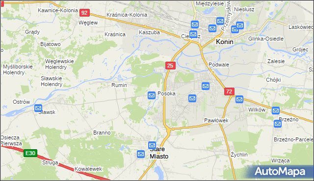 mapa Posoka gmina Stare Miasto, Posoka gmina Stare Miasto na mapie Targeo