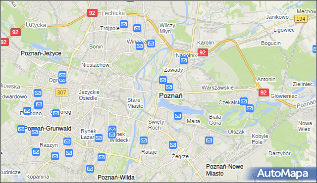 mapa Poznania, Poznań na mapie Targeo