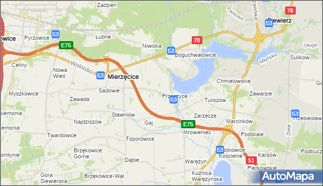 mapa Przeczyce, Przeczyce na mapie Targeo