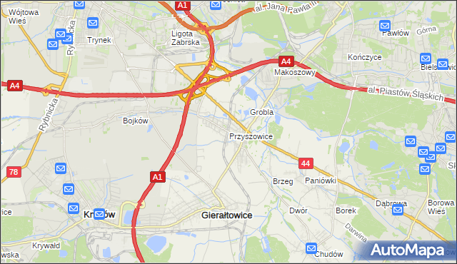 mapa Przyszowice, Przyszowice na mapie Targeo