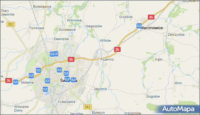 mapa Pszenno, Pszenno na mapie Targeo
