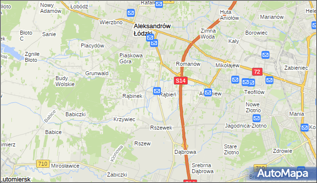 mapa Rąbień, Rąbień na mapie Targeo