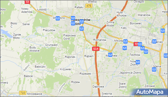 mapa Rąbień AB, Rąbień AB na mapie Targeo