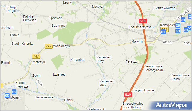 mapa Radawiec Duży, Radawiec Duży na mapie Targeo