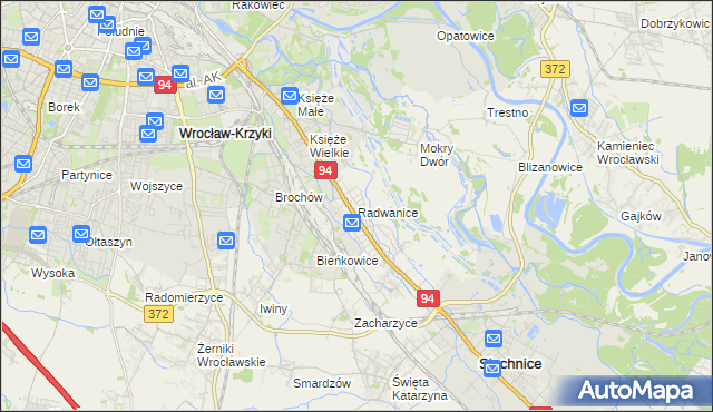 mapa Radwanice gmina Siechnice, Radwanice gmina Siechnice na mapie Targeo