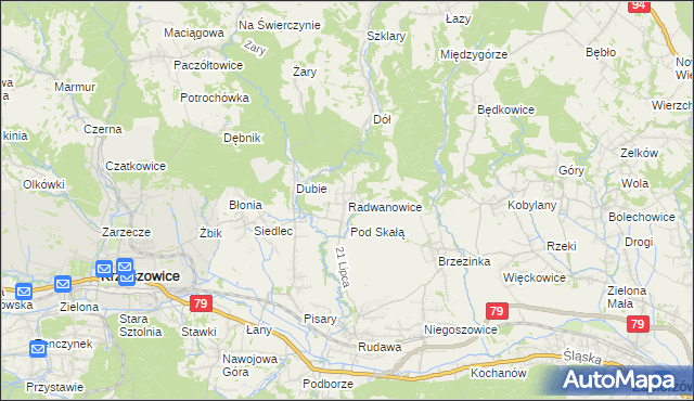 mapa Radwanowice, Radwanowice na mapie Targeo