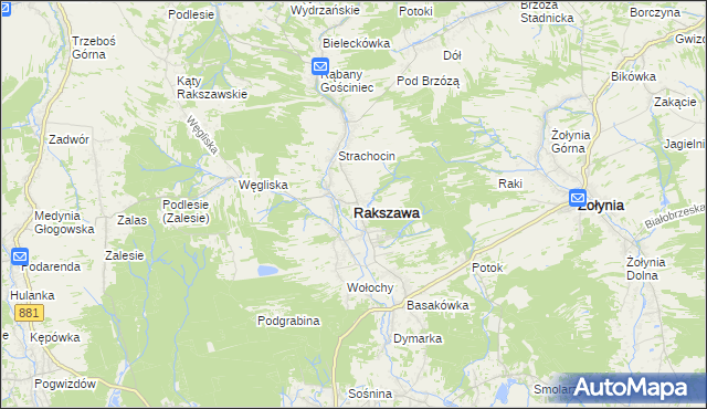 mapa Rakszawa powiat łańcucki, Rakszawa powiat łańcucki na mapie Targeo