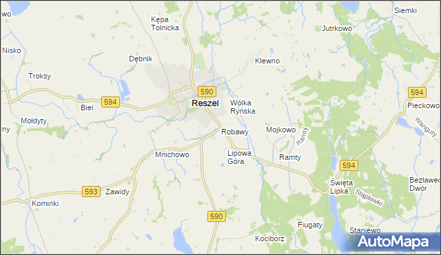 mapa Robawy, Robawy na mapie Targeo