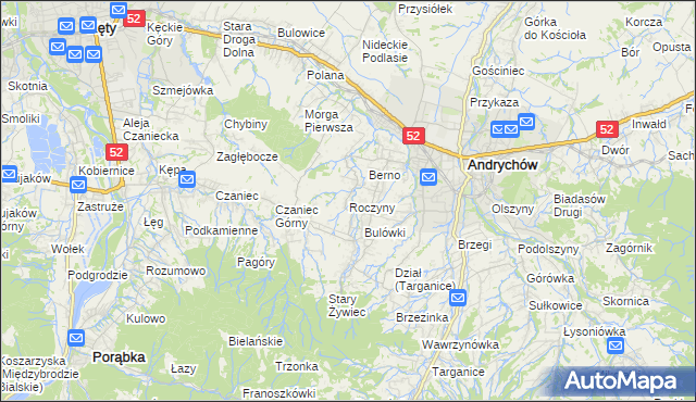 mapa Roczyny, Roczyny na mapie Targeo