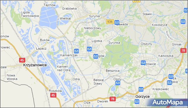 mapa Rogów gmina Gorzyce, Rogów gmina Gorzyce na mapie Targeo