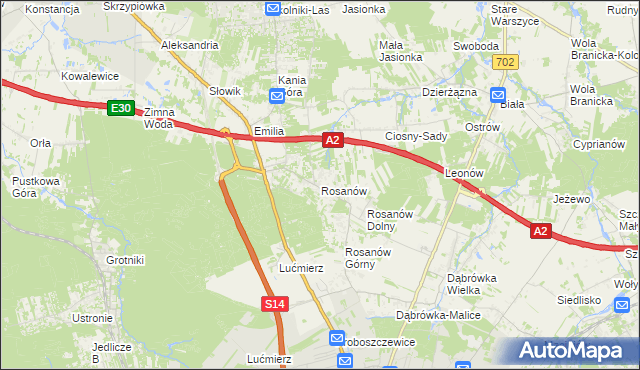 mapa Rosanów, Rosanów na mapie Targeo