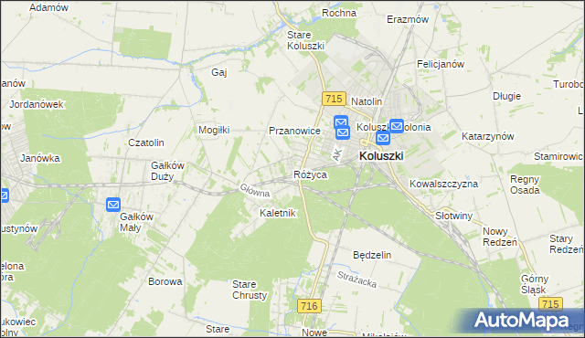 mapa Różyca, Różyca na mapie Targeo