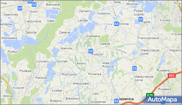 mapa Rudzica gmina Jasienica, Rudzica gmina Jasienica na mapie Targeo