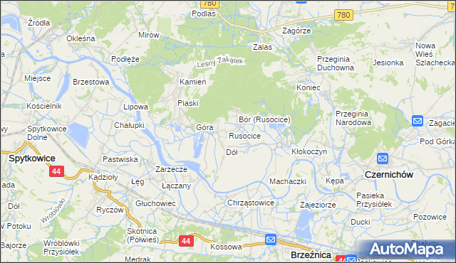 mapa Rusocice gmina Czernichów, Rusocice gmina Czernichów na mapie Targeo