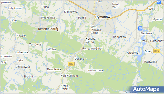 mapa Rymanów-Zdrój, Rymanów-Zdrój na mapie Targeo