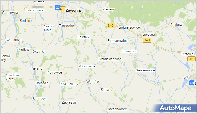 mapa Rzędziszowice, Rzędziszowice na mapie Targeo