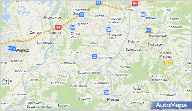 mapa Rzuchowa, Rzuchowa na mapie Targeo