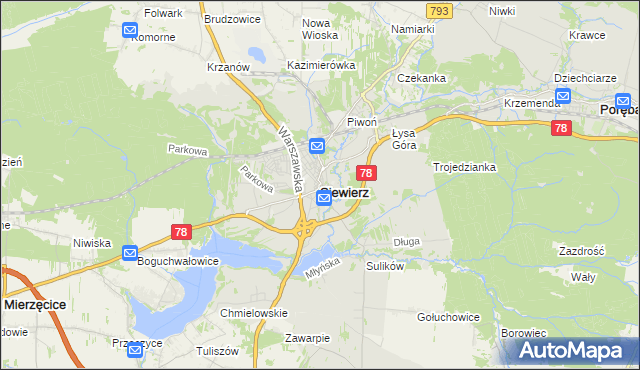 mapa Siewierz, Siewierz na mapie Targeo