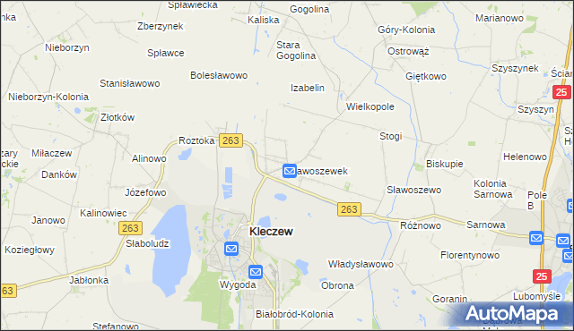 mapa Sławoszewek, Sławoszewek na mapie Targeo