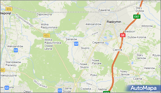 mapa Słupno gmina Radzymin, Słupno gmina Radzymin na mapie Targeo