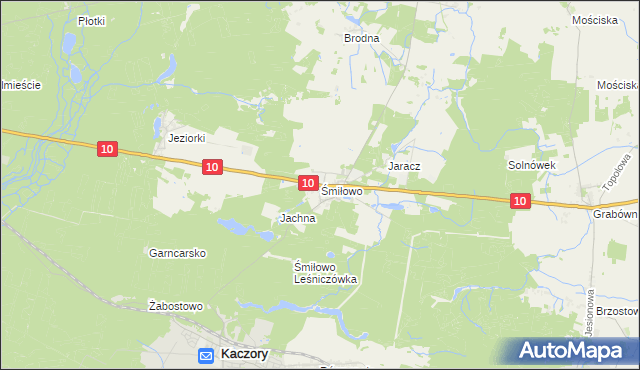 mapa Śmiłowo gmina Kaczory, Śmiłowo gmina Kaczory na mapie Targeo