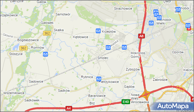 mapa Smolec, Smolec na mapie Targeo
