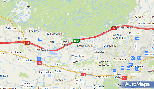 mapa Stanisławice gmina Bochnia, Stanisławice gmina Bochnia na mapie Targeo