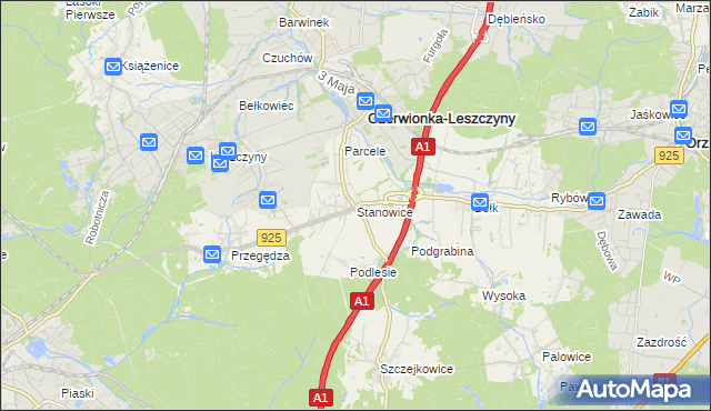 mapa Stanowice gmina Czerwionka-Leszczyny, Stanowice gmina Czerwionka-Leszczyny na mapie Targeo