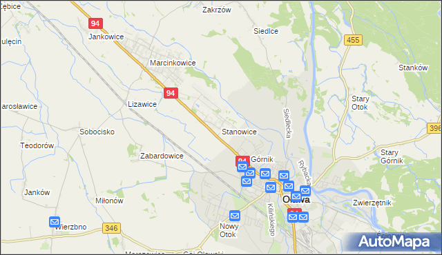 mapa Stanowice gmina Oława, Stanowice gmina Oława na mapie Targeo