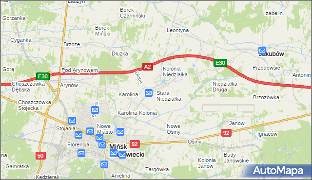 mapa Stara Niedziałka, Stara Niedziałka na mapie Targeo