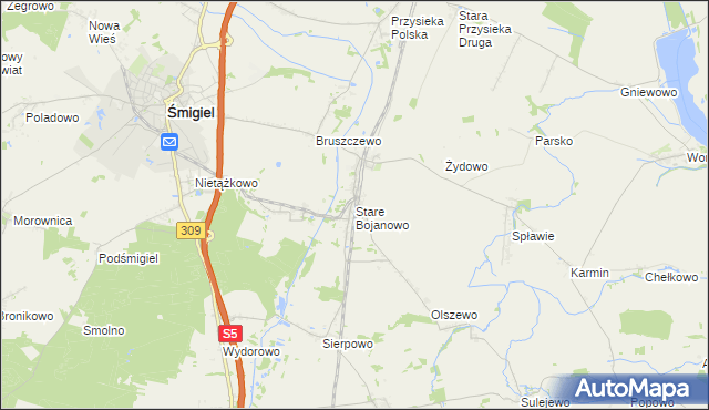 mapa Stare Bojanowo, Stare Bojanowo na mapie Targeo